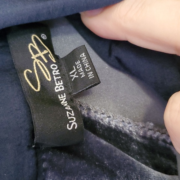 Suzanne Betro Velvet Party Dress With Bell Sleeves In Blue Size XL - Picture 5 of 7